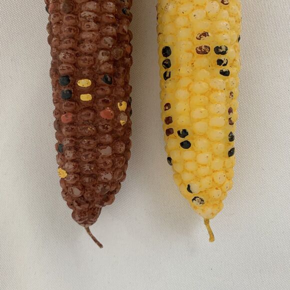 Vintage Corn Cob Candles 50s 60s Yellow Brown Thanksgiving Holiday Harvest Taper - Picture 2 of 6